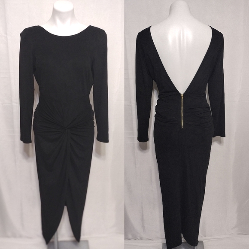 Arc & Co Medium Dress Backless Twisted Front Tulip Hem Long Sleeve Evening Party